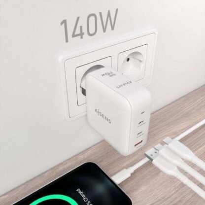 Cargador gan de pared aisens asch-140w3p030-w/ 2xusb tipo-c/ 1xusb/ 140w - Imagen 5