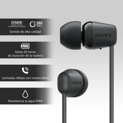 Auriculares inalámbrico intrauditivos sony wi-c100/ con micrófono/ bluetooth/ negros - Imagen 4