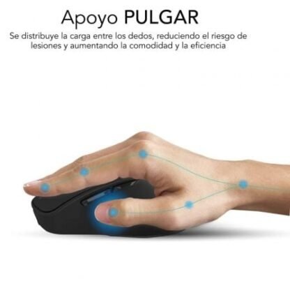 Ratón ergonómico inalámbrico por bluetooth/ 2.4ghz subblim comfort ergo dual battery/ batería recargable/ hasta 2400 dpi/ negro - Imagen 3