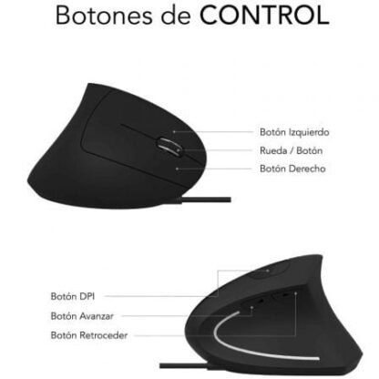 Ratón ergonómico subblim glide vertical ergo wired/ hasta 1600 dpi/ negro - Imagen 5