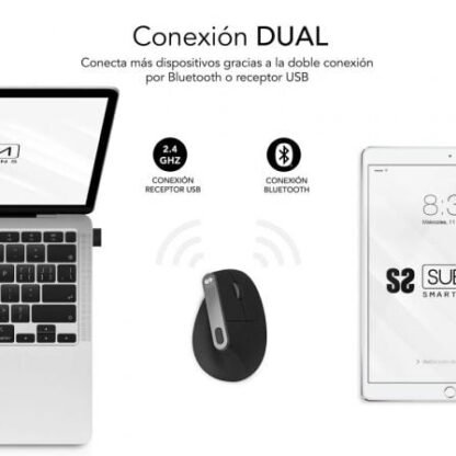 Ratón ergonómico inalámbrico por bluetooth/ 2.4ghz subblim nature vertical ergo dual battery/ batería recargable/ hasta 4000 - Imagen 2