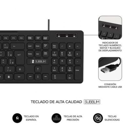 Teclado y ratón subblim combo business slim cssk01 - Imagen 3