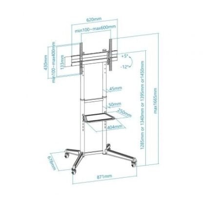 Soporte de suelo inclinable con ruedas tooq fs1170m-b para tv de 37-70"/ hasta 50kg - Imagen 5