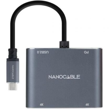 Conversor nanocable 10.16.4305/ usb tipo-c macho / 2x hdmi hembra - usb tipo-c pd hembra - usb hembra/ 15cm/ gris - Imagen 2