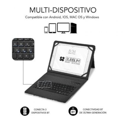 Funda con teclado subblim keytab pro bluetooth para tablets de 9"-11"/ marmol blanco - Imagen 4
