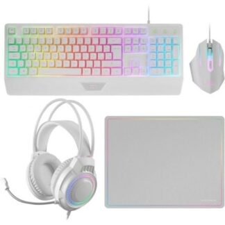 Pack gaming mars gaming mcp124prowes/ teclado + ratón óptico + auriculares + alfombrilla/ blanco