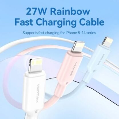 Cable usb 2.0 tipo-c lightning vention lakbh/ usb tipo-c macho - lightning macho/ hasta 27w/ 480mbps/ 2m/ negro - Imagen 2