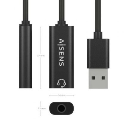 Tarjeta de sonido aisens a106-0770/ usb macho - jack 3.5 hembra - Imagen 3
