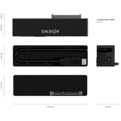 Adaptador para discos duros 2.5"/3.5" aisens ase-35c02b/ usb tipo-c - sata/ con alimentador - Imagen 4