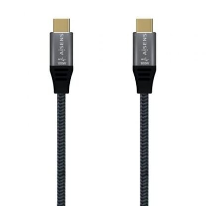 Cable usb 2.0 tipo-c aisens a107-0629 5a 100w/ usb tipo-c macho - usb tipo-c macho/ hasta 100w/ 60mbps/ 2m/ gris