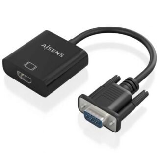 Cable conversor aisens a115-0873/ vga macho/ hdmi hembra - jack 3.5 hembra - microusb / 20cm/ negro