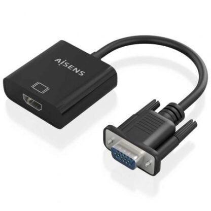 Cable conversor aisens a115-0873/ vga macho/ hdmi hembra - jack 3.5 hembra - microusb / 20cm/ negro