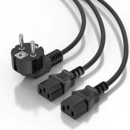 Cable alimentación cpu aisens a132-0865/ cee7 macho - 2x c13 hembra/ 3m/ negro - Imagen 3