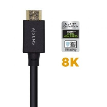 Cable hdmi 2.1 8k aisens a150-0420/ hdmi macho - hdmi macho/ 50cm/ certificado/ negro - Imagen 2