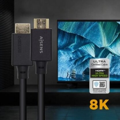 Cable hdmi 2.1 8k aisens a150-0420/ hdmi macho - hdmi macho/ 50cm/ certificado/ negro - Imagen 4