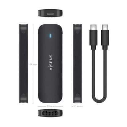 Caja externa para disco ssd m.2 nvme aisens asm2-024b/ usb 3.2/ sin tornillos - Imagen 4