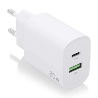 Cargador de pared aisens a110-0754/ 1xusb tipo-c/ 1xusb/ 20w