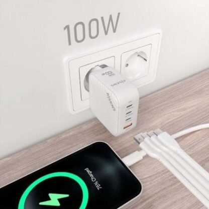 Cargador de pared gan aisens asch-100w4p028-w/ 3xusb tipo-c/ 1x usb/ 100w - Imagen 5
