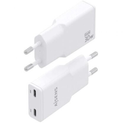 Cargador de pared gan aisens asch-30w2p048-w/ 2xusb tipo-c/ 30w/ blanco - Imagen 3