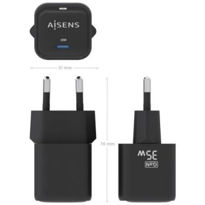 Cargador de pared gan aisens asch-35w1p023-bk/ 1xusb tipo-c/ 35w - Imagen 4