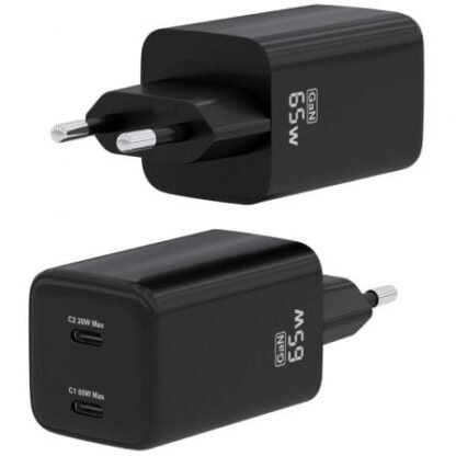 Cargador de pared gan aisens asch-65w2p040-bk/ 2xusb tipo-c/ 65w - Imagen 2