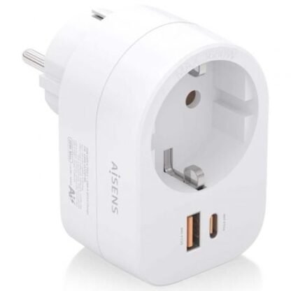 Enchufe aisens asps-1a1c06-w/ 1 toma de corriente/ 1 usb tipo-c pd/ 1 usb/ blanco