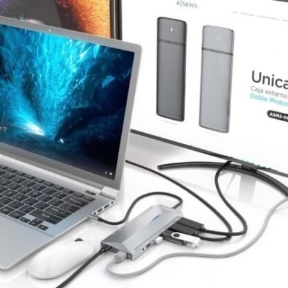 Docking usb tipo-c aisens asuc-12p005-gr/ 2xhdmi/ 3xusb/ 2xusb tipo-c/ 1xrj45/ 1xaudio/ 1xlector tarjetas/ 1x jack/ 1xusb - Imagen 4