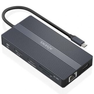 Docking usb tipo-c aisens asuc-12p017-gr/ 2xhdmi/ 4xusb/ 1xusb tipo-c/ 1xrj45/ 1xdisplayport/ 1xlector tarjetas/ 1xusb tipo-c