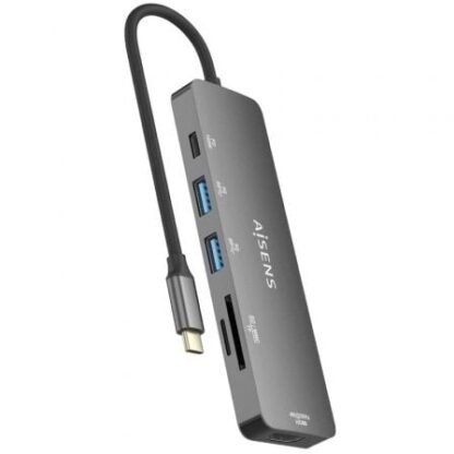 Docking usb tipo-c aisens asuc-6p016-gr/ 1xhdmi/ 2xusb/ 1xlector tarjetas/ 1xusb tipo-c pd/ gris - Imagen 3