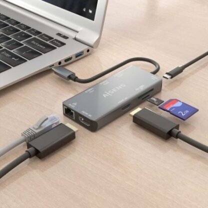 Docking usb tipo-c aisens asuc-9p018-gr/ 2xhdmi/ 3xusb/ 1xrj45/ 1xlector tarjetas/ 1xusb tipo-c pd/ gris - Imagen 4