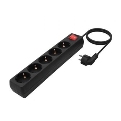 Regleta con interruptor aisens a154-0652/ 5 tomas de corriente/ cable 1.4m/ negro - Imagen 2