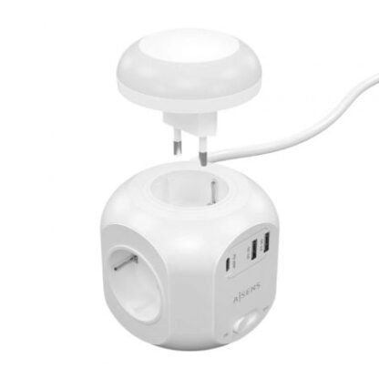 Regleta con interruptor y luz nocturna aisens asps-2a1clpq02-w/ 4 tomas de corriente/ 1 usb tipo-c pd/ 2 usb/ cable 1.8m/ blanco - Imagen 2