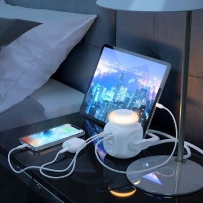 Regleta con interruptor y luz nocturna aisens asps-3a1cl01-w/ 4 tomas de corriente/ 1 usb tipo-c/ 3 usb/ cable 1.8m/ blanco - Imagen 4