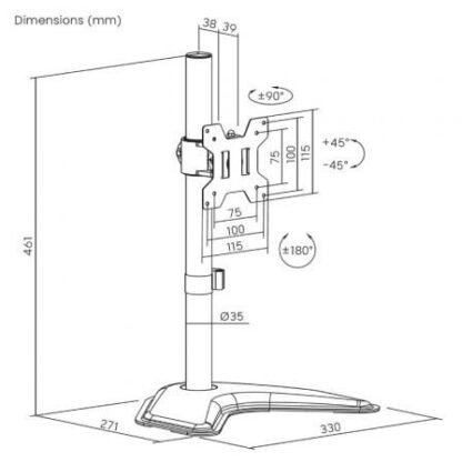 Soporte de sobremesa para monitor aisens dt32tsr-283/ giratorio/ inclinable/ hasta 10kg - Imagen 4