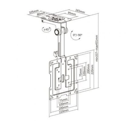 Soporte de techo giratorio/ plegable aisens ct43s-187 para tv de 19-43"/ hasta 20kg - Imagen 5