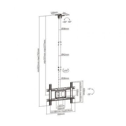 Soporte de techo giratorio/ inclinable/ extensible aisens ct80tse-075 para tv de 37-80"/ hasta 50kg - Imagen 5