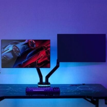 Soporte gaming para 2 monitores aisens dt32tsr-297/ hasta 9kg/ con iluminación rgb - Imagen 4