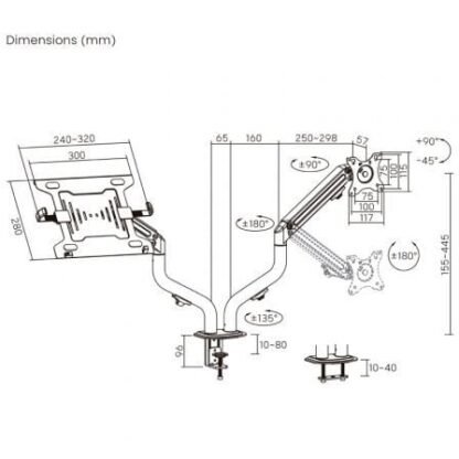Soporte de mesa orientable/ inclinable dtl32tsr-195 para tv y portátil de 17-32" - Imagen 3