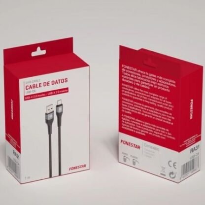 Cable usb 2.0 tipo-c fonestar usb-ca/ usb tipo-c macho - usb macho/ 480mbps/ hasta 100w/ 1m/ negro - Imagen 2