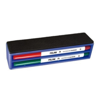 Pack milan 165894/ borrador de pizarra magnético + 4 rotuladores para pizarra/  3.7mm/ colores surtidos