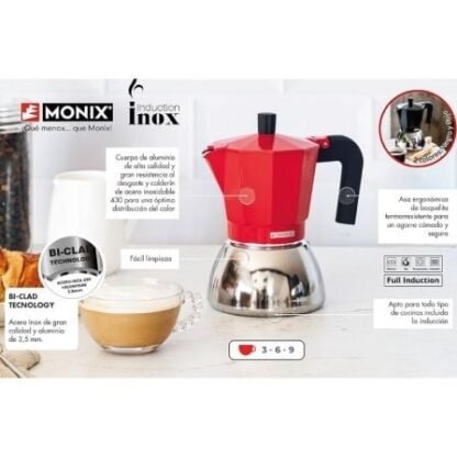 Cafetera italiana monix induction inox m863003/ 3 tazas/ negra - Imagen 4