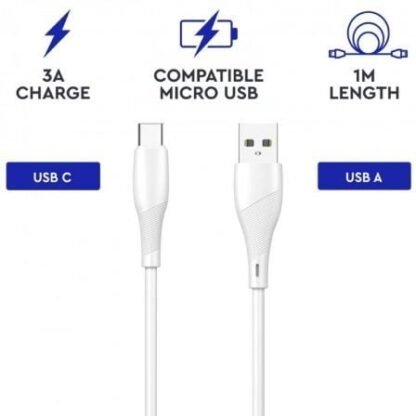 Cable usb 2.0 tipo-c myway mwusc0019/ usb macho - usb tipo-c macho/ 1m/ blanco - Imagen 2