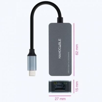 Adaptador usb tipo-c - rj45 nanocable 10.03.0410/ 2500mbps - Imagen 2