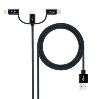 Cable usb 2.0 nanocable 10.01.3200/ lightning macho - micro usb macho/ usb tipo-c macho/ 1m/ negro