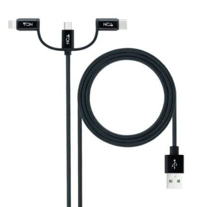 Cable usb 2.0 nanocable 10.01.3200/ lightning macho - micro usb macho/ usb tipo-c macho/ 1m/ negro