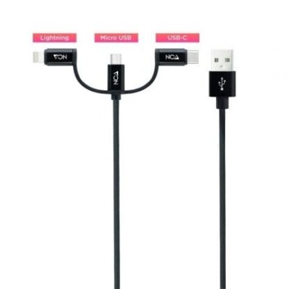 Cable usb 2.0 nanocable 10.01.3200/ lightning macho - micro usb macho/ usb tipo-c macho/ 1m/ negro - Imagen 2