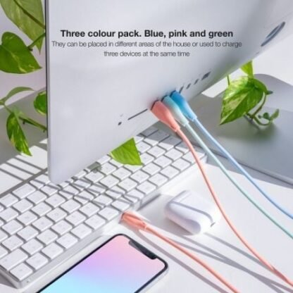Cables usb 2.0 lightning nanocable 10.10.0401-a1/ usb macho - lightning macho/ 1m/ 3 unidades/ rosa, azul y verde - Imagen 4