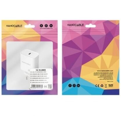 Cargador de pared nanocable 10.10.2005/ 1xusb tipo-c/ 20w/ blanco - Imagen 2