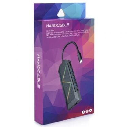 Docking usb tipo-c nanocable 10.16.0901/ 3xusb/ 1xusb tipo-c pd/ 1xhdmi/ 1xrj45/ 1xlector tarjetas sd tf/ audio - Imagen 2