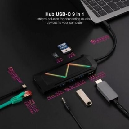 Docking usb tipo-c nanocable 10.16.0901/ 3xusb/ 1xusb tipo-c pd/ 1xhdmi/ 1xrj45/ 1xlector tarjetas sd tf/ audio - Imagen 3